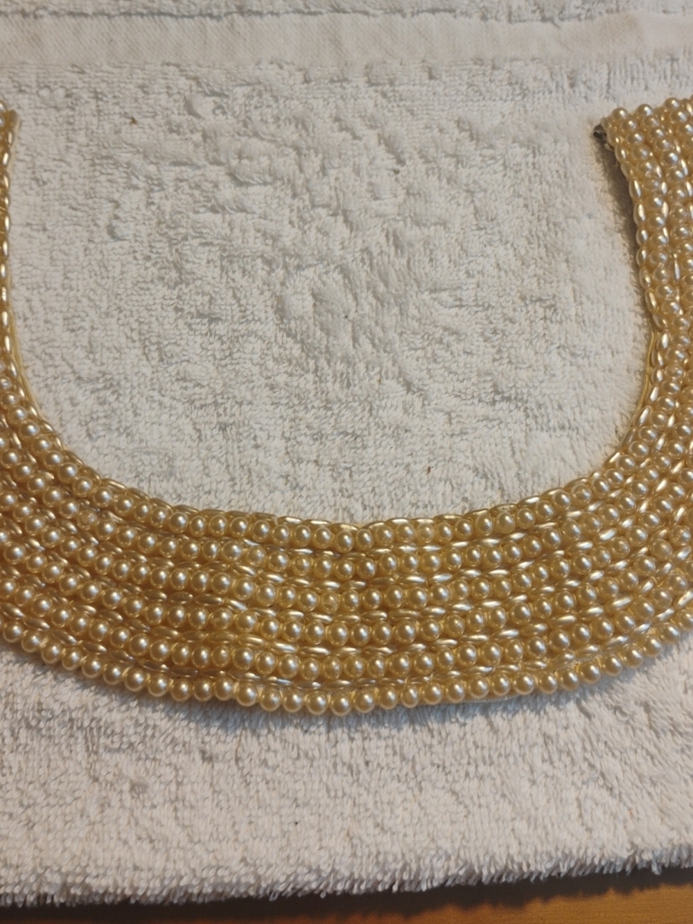 Multi-Strand Cream  Faux Pearl Collar Necklace. Bib Japan